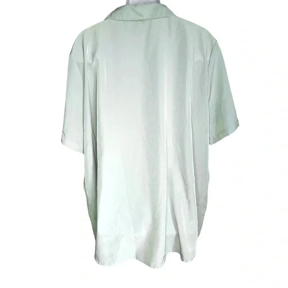 Only Necessities 3X Button Down Short Sleeve Blouse - Light Green - Picture 2 of 7